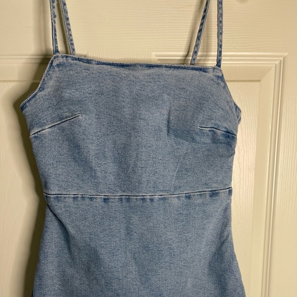 Zara Denim Spaghetti Strap Mini Dress - Picture 4 of 9